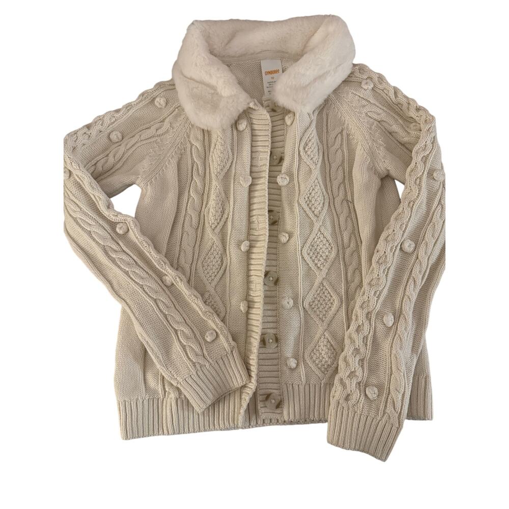 Gymboree off white cable knit cardigan sweater size 10